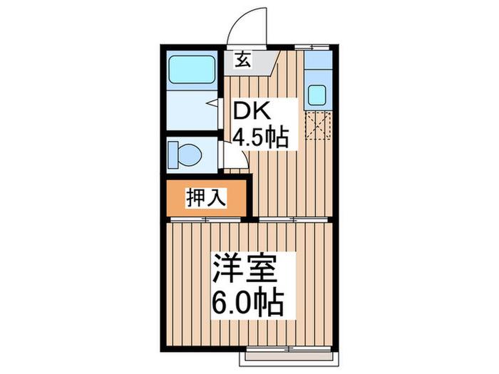 タカノコーポB(1DK/1階)の間取り写真