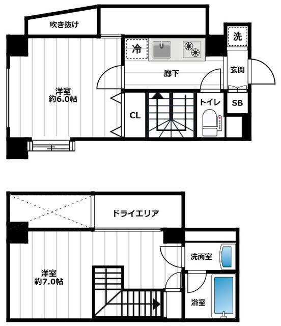 パレステュディオ小石川後楽園(2K/1階)の間取り写真