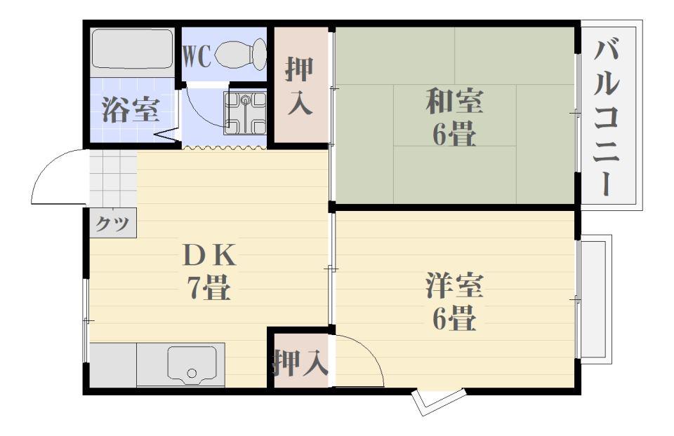 東郷サンハイツ(2DK/1階)の間取り写真