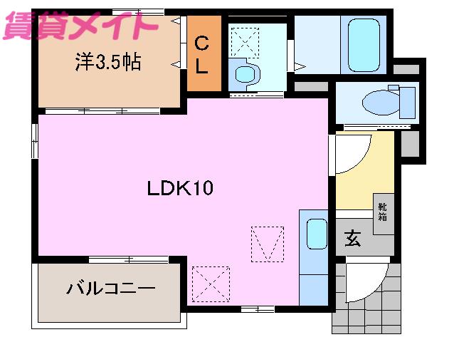 コンソラーレ F(1LDK/1階)の間取り写真