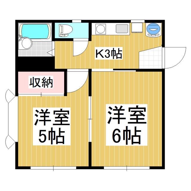 マンションエレガンス(2K/1階)の間取り写真