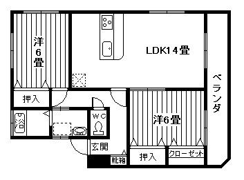 ウイングハイツ(2LDK/2階)の間取り写真