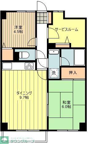 ライオンズマンション東青梅(2SDK/4階)の間取り写真