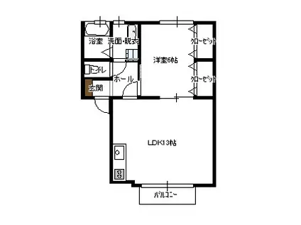 リデン東橋良(1LDK/1階)の間取り写真