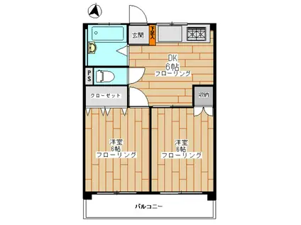 メゾン上用賀ハイム(2DK/2階)の間取り写真