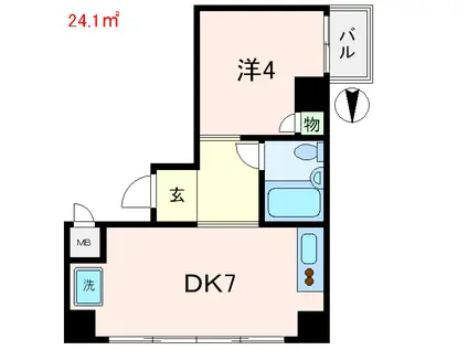 サンロイヤル大宮(1DK/3階)の間取り写真