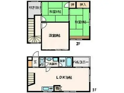 ヴィラ春日丘(3LDK/1階)の間取り写真