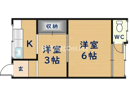 的場ハイツ南棟(2K/2階)の間取り写真