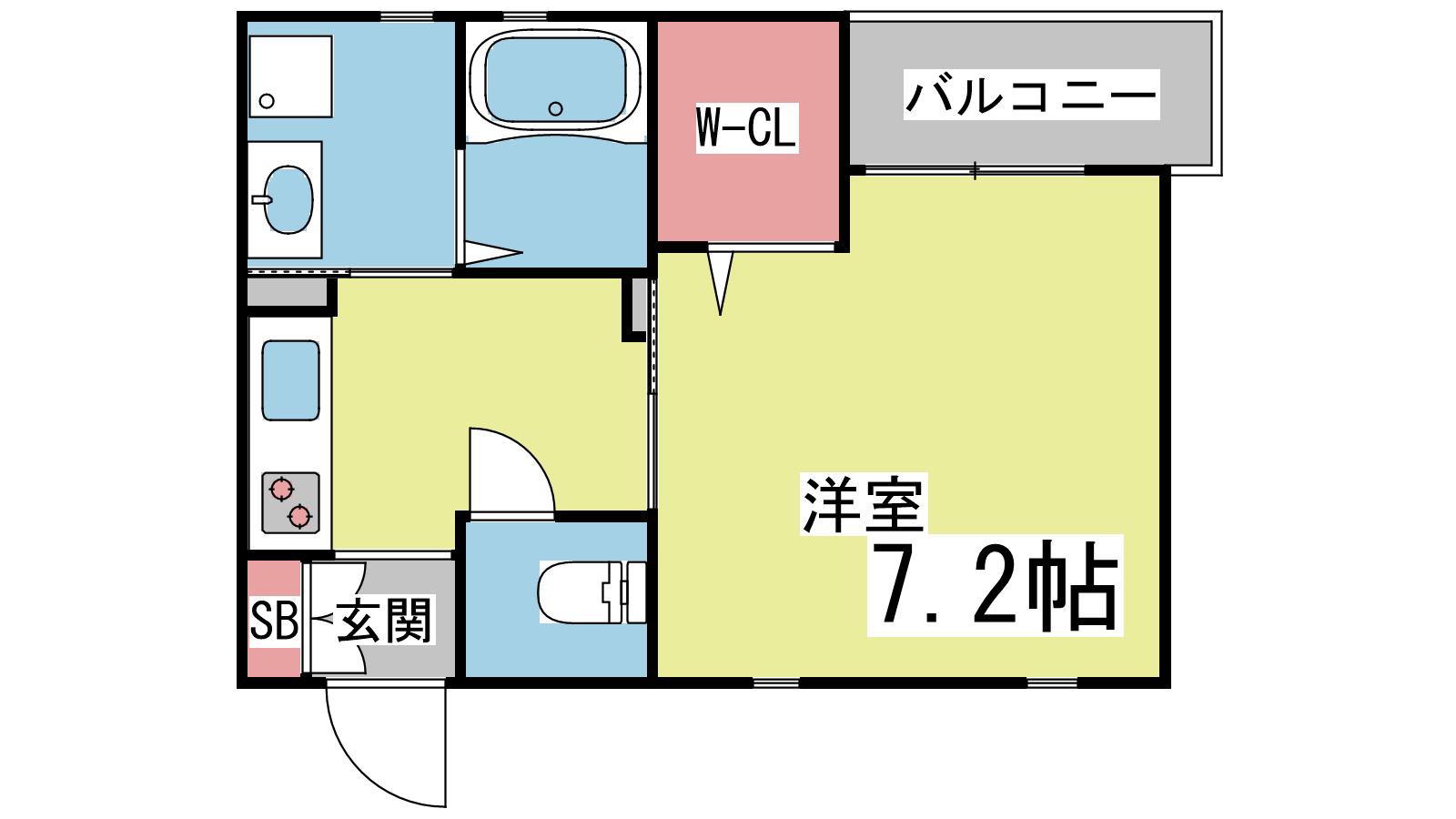 エグザ六甲(1K/1階)の間取り写真
