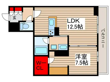 アティチュード(1LDK/1階)の間取り写真