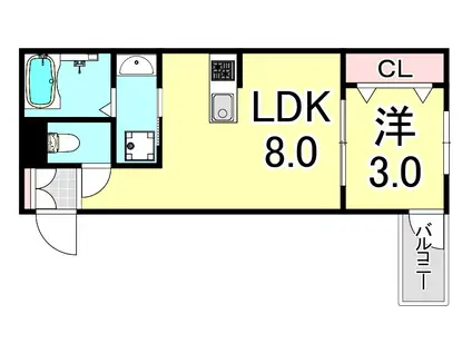 CASA松原(1LDK/2階)の間取り写真