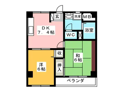 REVEUR(2DK/3階)の間取り写真