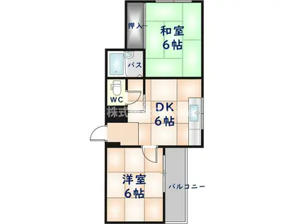 ロイヤルレジデンス(2DK/3階)の間取り写真