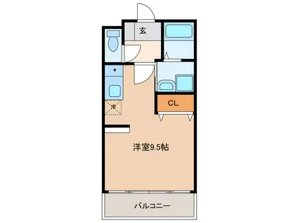 トパーズ(ワンルーム/1階)の間取り写真
