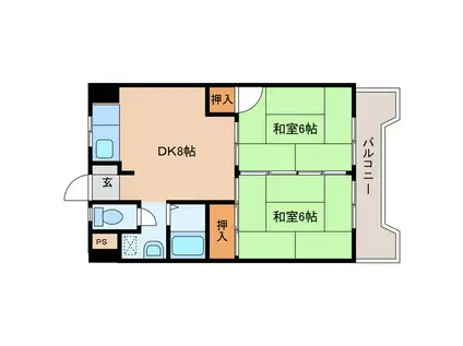 ハイネス佐藤(2DK/3階)の間取り写真