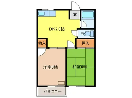 杉山ハイツ(2DK/2階)の間取り写真