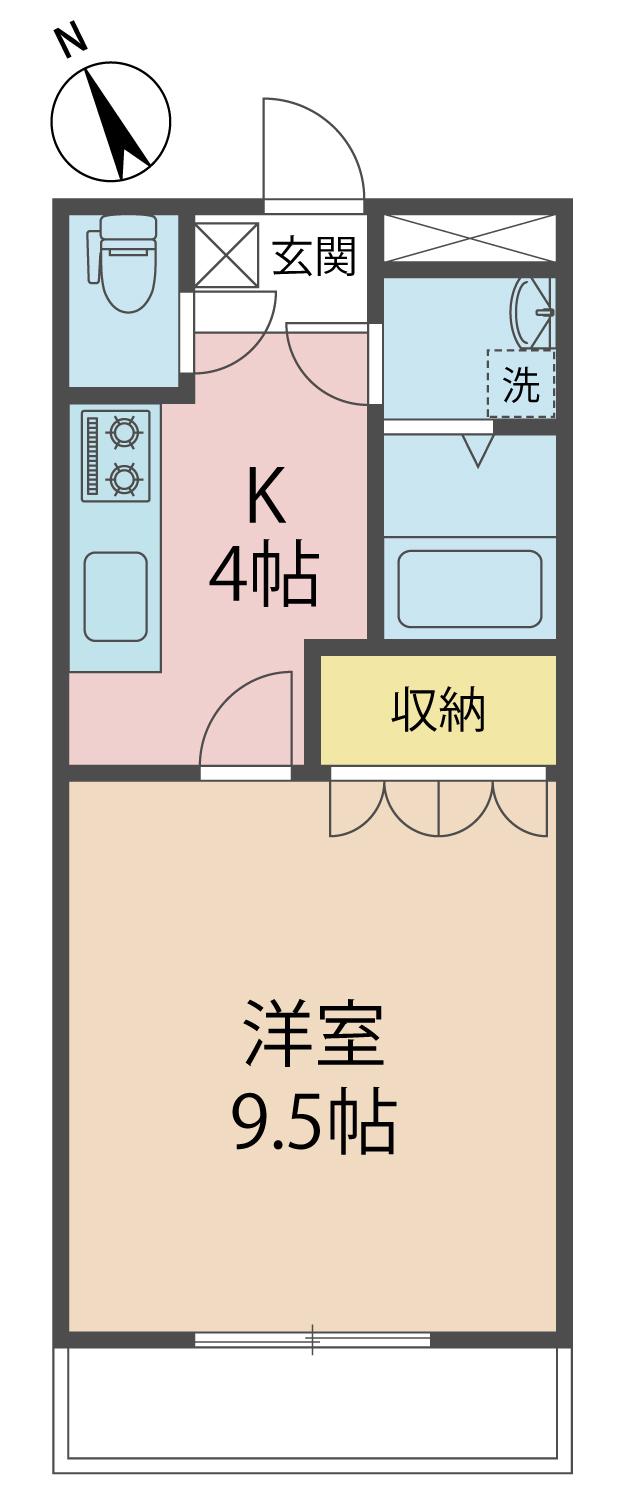 エタニティ古国府(1K/1階)の間取り写真