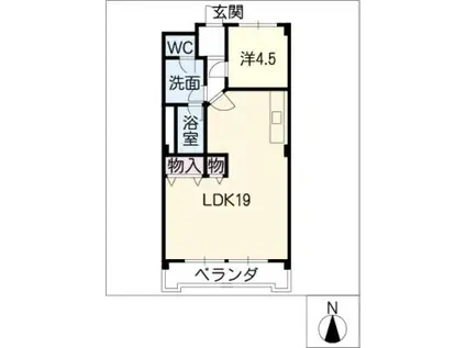 ユーハイツ平針(1LDK/1階)の間取り写真