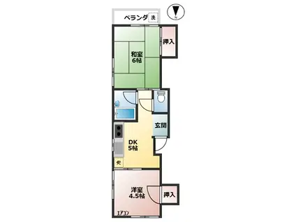 須藤荘(2DK/2階)の間取り写真