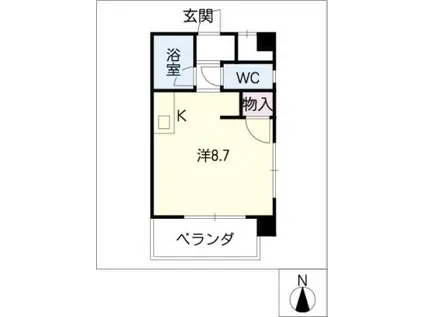 リバー・クレスト(ワンルーム/2階)の間取り写真