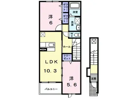 RIVER SIDE BELL(2LDK/2階)の間取り写真