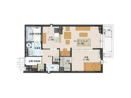 M・レジデンス一番町(1LDK/2階)の間取り写真