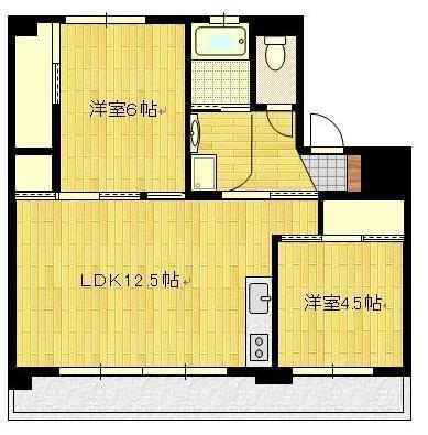 ハッピーエステート大財北 1号棟(2LDK/2階)の間取り写真