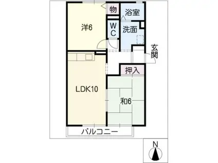 パインウエーブC棟(2LDK/2階)の間取り写真