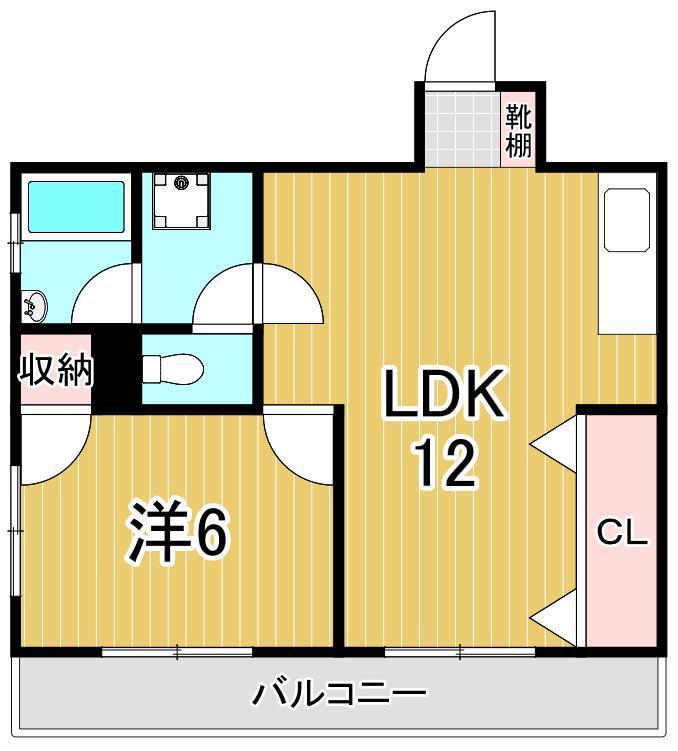 コーポラス上田(1LDK/4階)の間取り写真