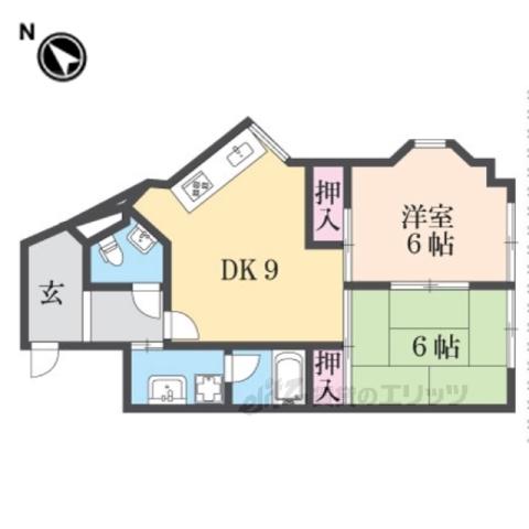 NSマンションⅢ(2DK/4階)の間取り写真