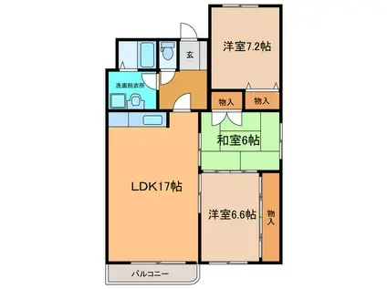 サンブライトハイツ NO.III(3LDK/4階)の間取り写真
