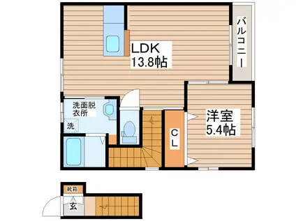 モンテ・ヴェールM(1LDK/2階)の間取り写真