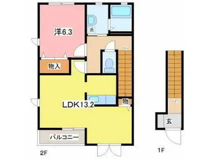 メゾンプレアデス(1LDK/1階)の間取り写真