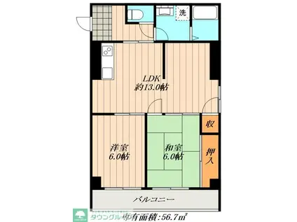 メゾンイイダ(2LDK/3階)の間取り写真