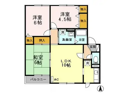 ハイセレール錦(3LDK/2階)の間取り写真