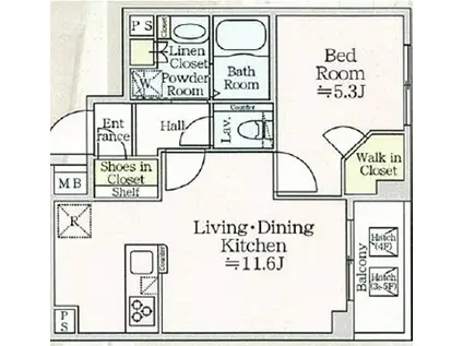 アイルプレミアム月島ドゥーエ(1LDK/3階)の間取り写真