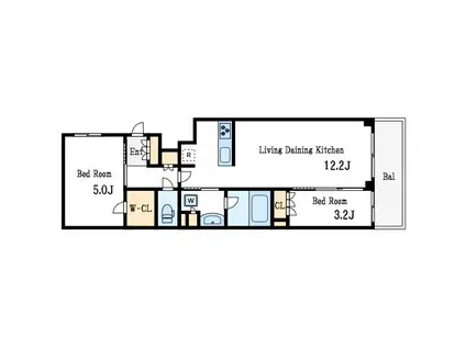 グランカーサ瑞江(2LDK/2階)の間取り写真