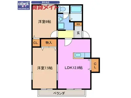 エクレール(2LDK/2階)の間取り写真