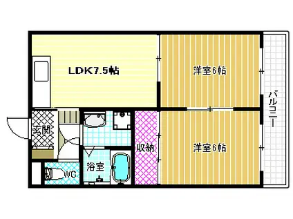 松尾マンション(2DK/1階)の間取り写真