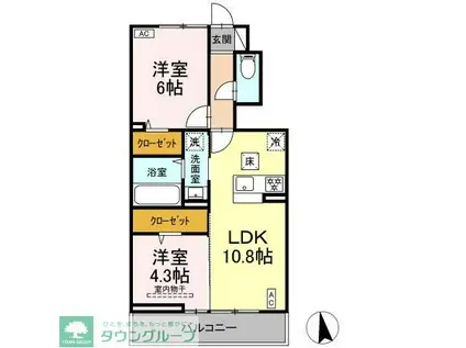 ドムス・クレスト(2LDK/1階)の間取り写真