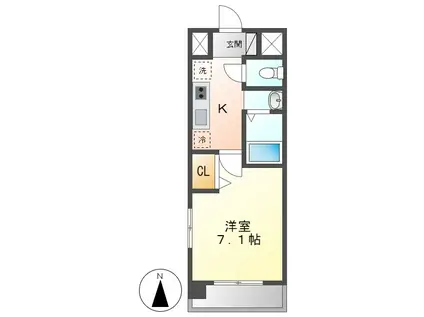 高畑レジデンス(1K/4階)の間取り写真