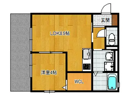 ジラソーレ井尻駅前(1LDK/1階)の間取り写真