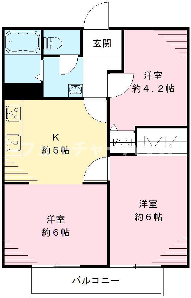 サンビレッジけやき台弐番館(2LDK/1階)の間取り写真