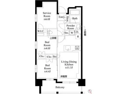 プレシス上福岡(2SLDK/8階)の間取り写真