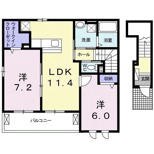 ハーモニー ルージュ(2LDK/2階)の間取り写真