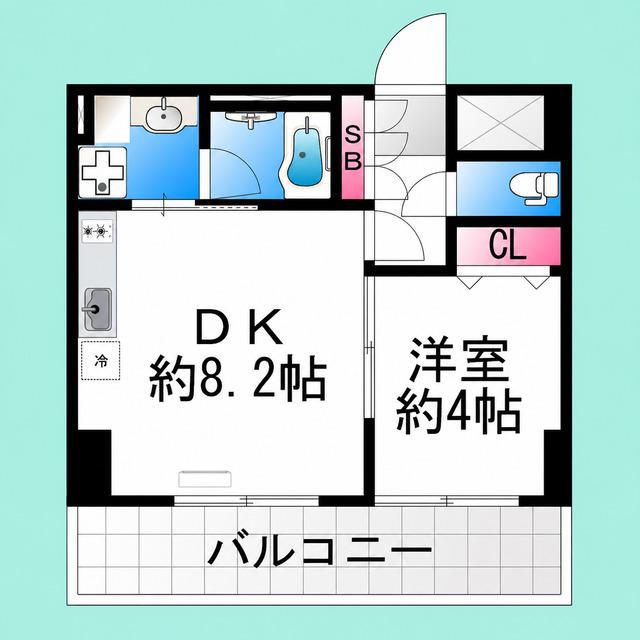 LUVIAS堺(1LDK/4階)の間取り写真