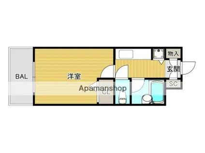 メゾンクレール大濠(1K/2階)の間取り写真