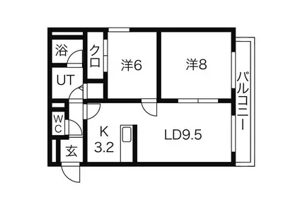 N34マンション(2LDK/3階)の間取り写真