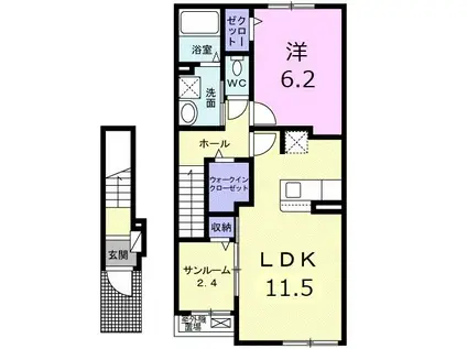 パルテール・アイ(1LDK/2階)の間取り写真