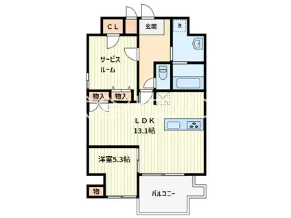 CALM RESIDENCE PROLOGUE(1SLDK/2階)の間取り写真